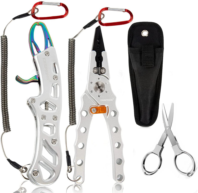 Fishing Tool Kit Aluminum Fishing Pliers Fishing Scissor Hook Remover Split Ring Fly Fishing Gear Fishing Gift Fish Lip Gripper