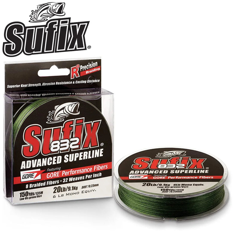 Original Sufix 832 Fishing Line 8 strands 120M/130YDS PE Line 8 Braided 13-99LB Power 8 Fibers Ultimate Abrasion Resistance