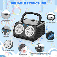 Bubble Machine Blower with 2 Fans, 20000+ Bubbles Per Minute