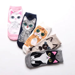 1-5Pairs Cute Cat Socks