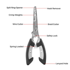 Fishing Gear Fish Lip Gripper with Scale and Measuring Tape Fishing Hook Remover Fishing Pliers with Lanyard Saltwater