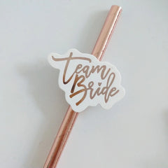 Team Bride Rose Gold Straw