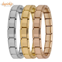 Hapiship New Women's Jewelry 9mm Width Itanlian Elastic Charm Bracelet Fashion Stainless Steel Bangle ST-