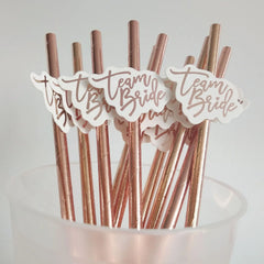 Team Bride Rose Gold Straw