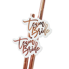 Team Bride Rose Gold Straw