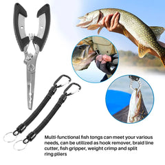 Fishing Gear Fish Lip Gripper with Scale and Measuring Tape Fishing Hook Remover Fishing Pliers with Lanyard Saltwater