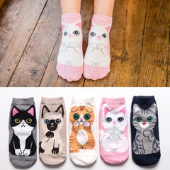 1-5Pairs Cute Cat Socks