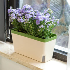 Self Watering Plant Pot Rectangle Modern Double Layer Indoor Windowsill Desktop Flower Herb Succulent Planter Box Home Gardening