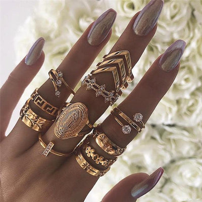 13 Pieces Medallion Ring Set